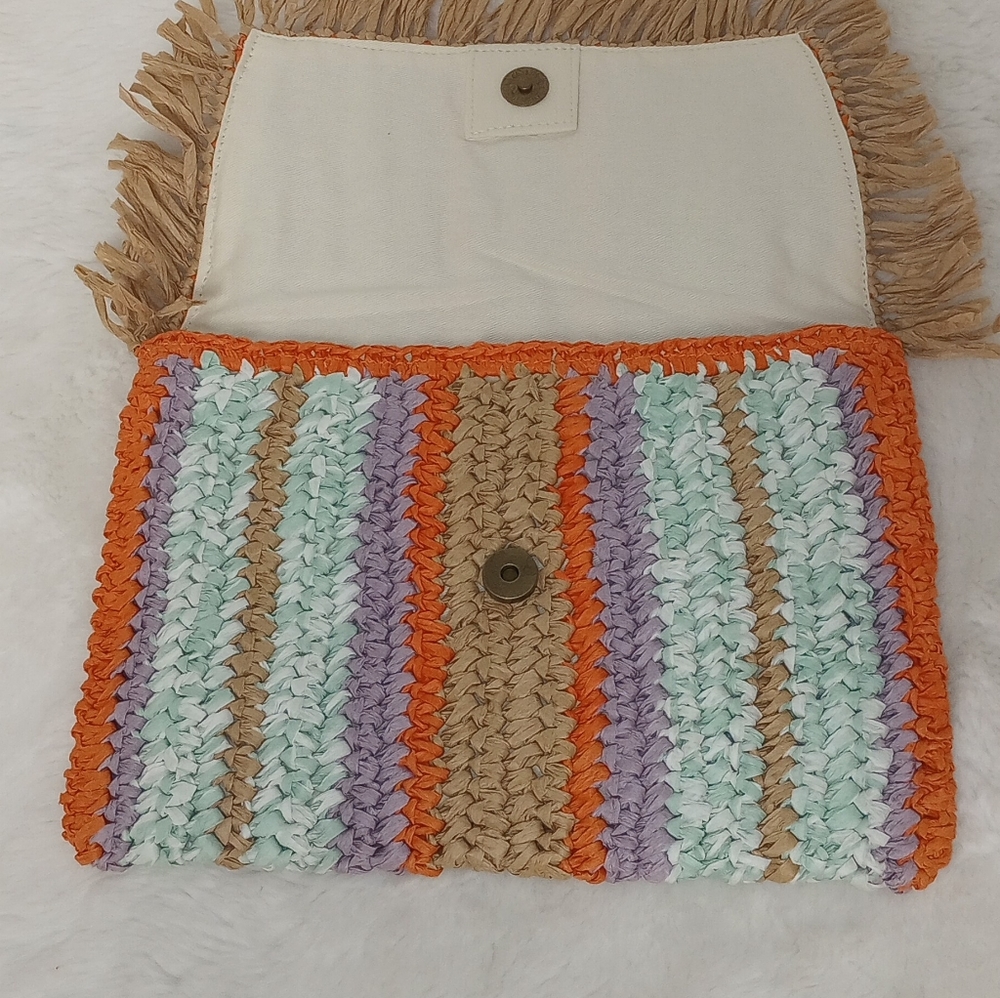Nordstrom woven raffia clutch purse - Picture 2 of 7